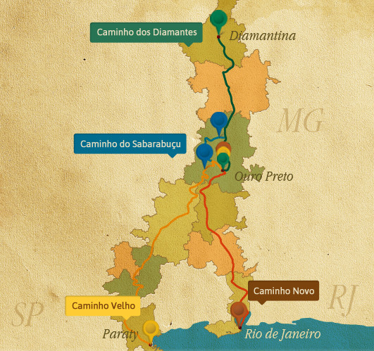 Mapa da Estrada Real - 5 Lugares Imperdíveis em Minas Gerais