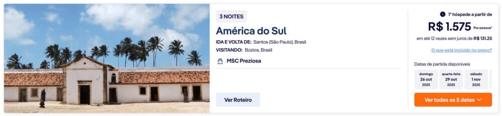 MSC Preziosa: Preços